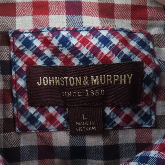 Johnston Murphy Shirt Mens Large Blue Check Long Sleeve Button Up Flip Cuff - Picture 3 of 10